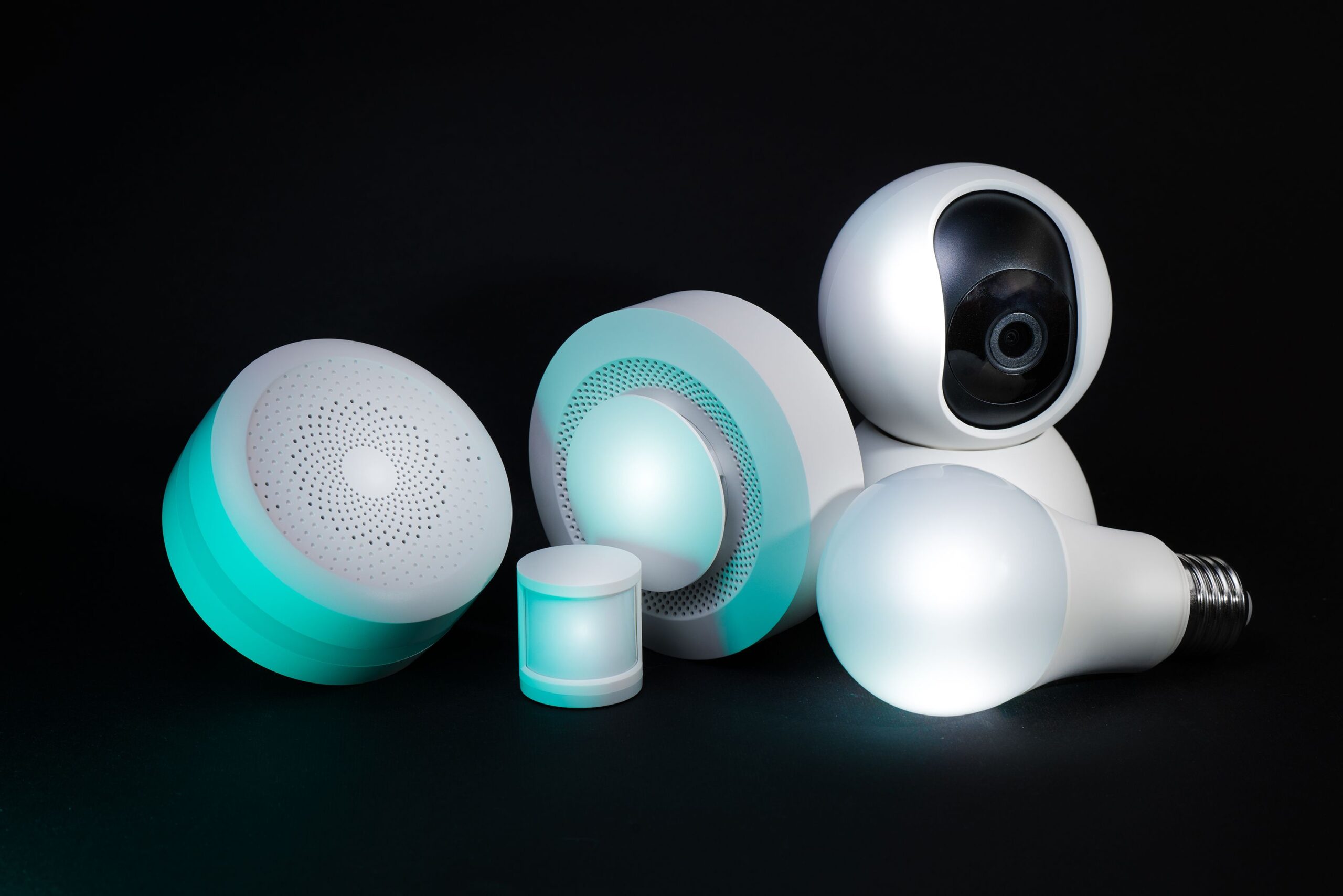 Illustrative stock photograph of smart home devices and lighting